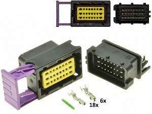 24 Way ECU CDI ECM Motorcyle Csatlakozó Black - Férfi nőstény teljes