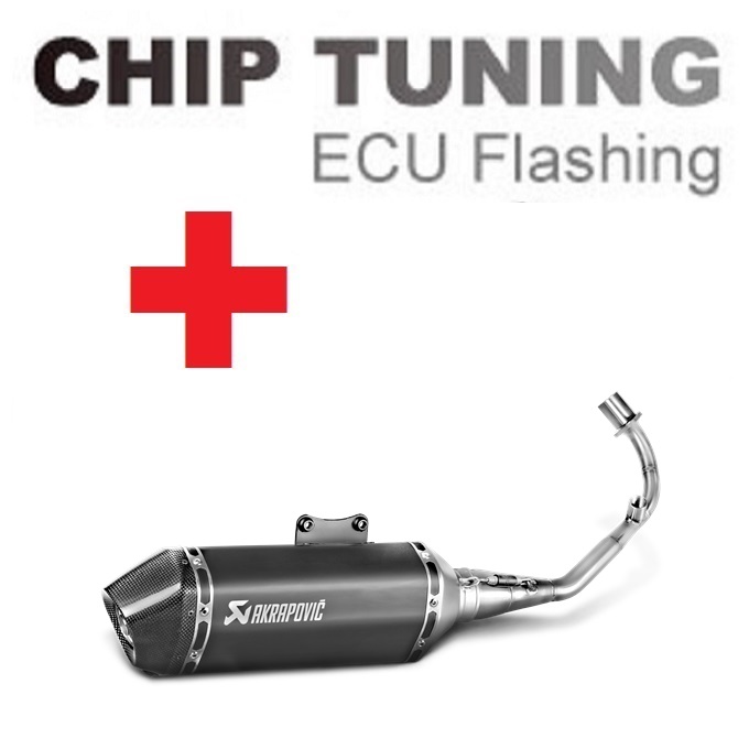 Vespa Primavera / Sprint 125E EN 150E 3V 2017-2020 nagyteljesítményű ECU Flash Tuning+Akrapovic S-VE125R2-HZBL (3. szakasz)