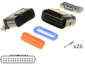 Kawasaki Suzuki Yamaha 26 Way ECU CDI ECM Motorcyle Csatlakozó készlet - Férfi + nő