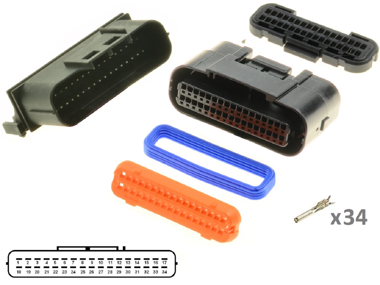 Kawasaki Suzuki Yamaha 34 WAK ECU CDI ECM Motorcyle Csatlakozó készlet - Férfi + nő