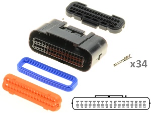 Kawasaki Suzuki Yamaha 34 Way ECU CDI ECM Motorcyle Csatlakozó készlet