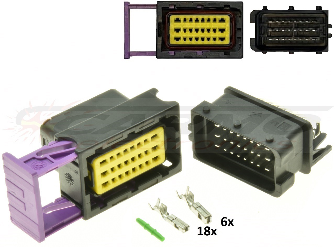 24 Way ECU CDI ECM Motorcyle Csatlakozó Black - Férfi nőstény teljes - Kattintásra bezárul