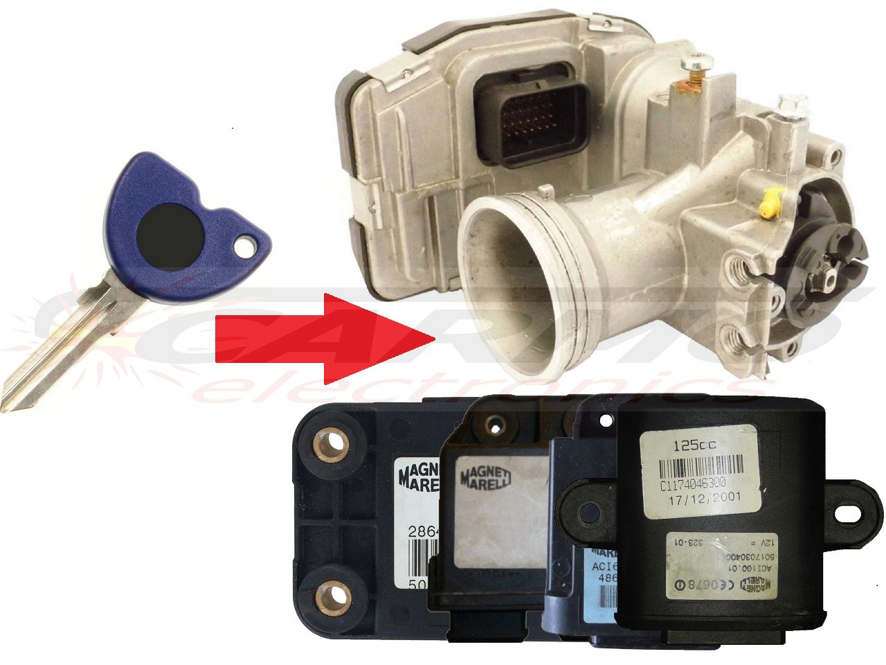 Piaggio Vespa Gilera Peugeot 1X Chip Key Programming →fojtószelő test - Kattintásra bezárul