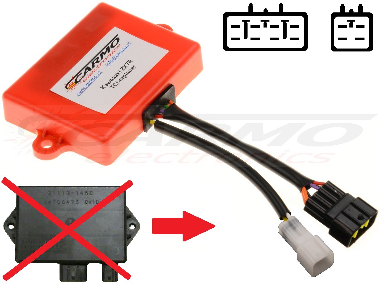 Kawasaki ZX7R ZX750 Ninja gyújtógátlási modul CDI TCI Box (21119-1460, 21119-1462) - Kattintásra bezárul