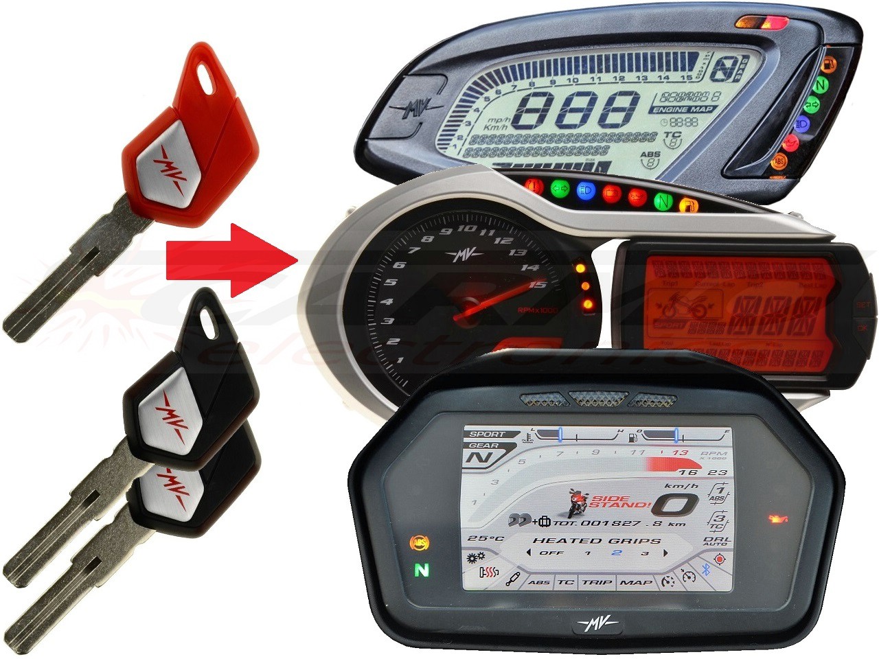 MV AGUSTA programozás 3X TransPonder Chip Key →egység - Kattintásra bezárul